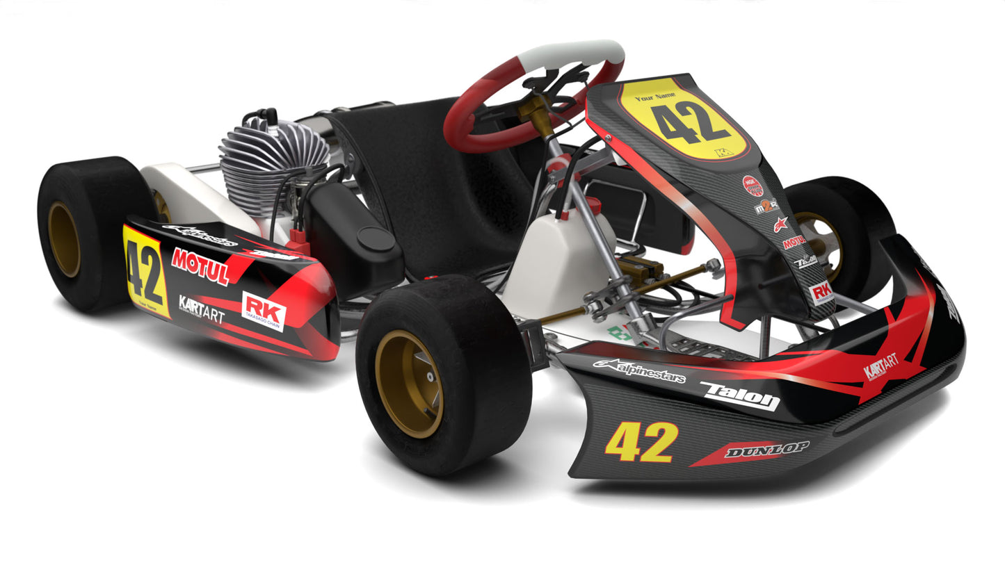 Image of a full go kart sticker kit for sale Thunder style design by kartart