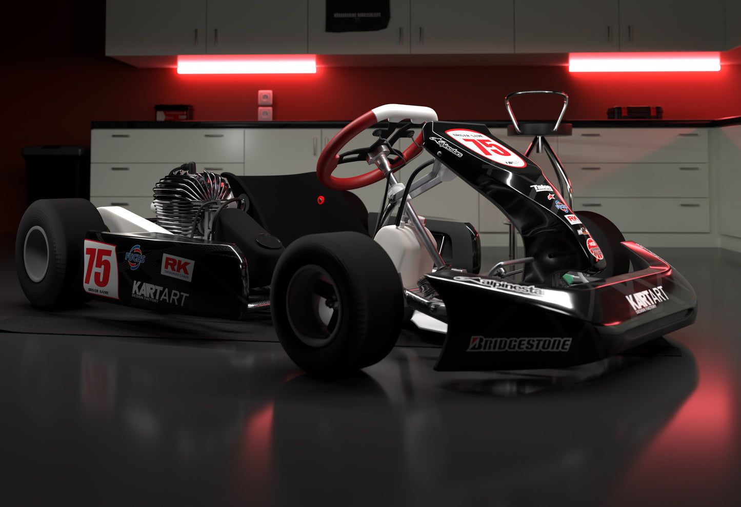 Carbon Style Full Go Kart Sticker Kit