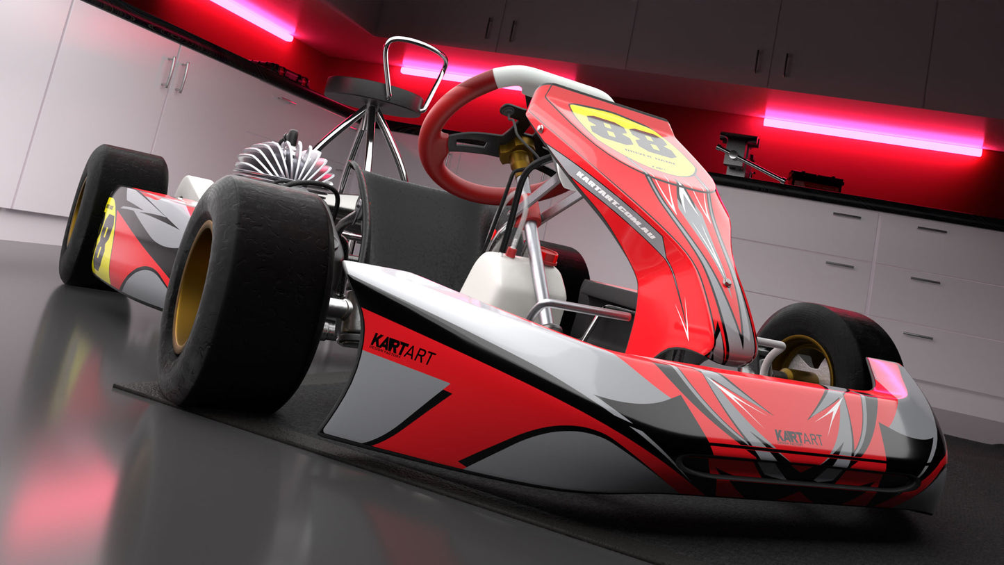 promotional image of a full kart decal kit by kartart jungle style